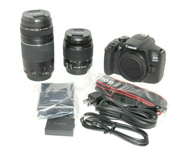 Picture of Used | Canon EOS 1300D/ T6 DSLR Camera + 18-55mm III + 75-300mm Lens Kit 1105