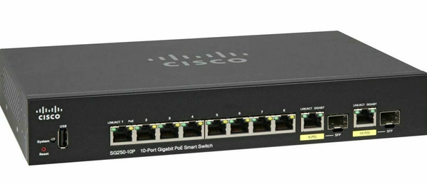 Picture of Cisco SG250-10P 10-Port Gigabit PoE Smart Switch Only