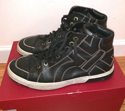 Picture of Salvatore Ferragamo Men Black Gold Nicky Stitched Gancini High Top Sneaker 10.5