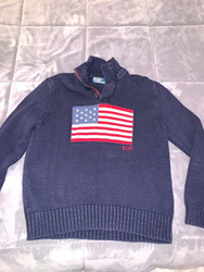 Picture of Mens Ralph Lauren POLO USA American Flag Cotton Knit Sweater Size L