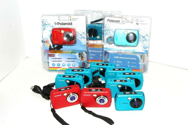 Picture of UNTESTED | LOT of 12 Polaroid IS048 - 16MP Waterproof Digital Camera Teal / Red